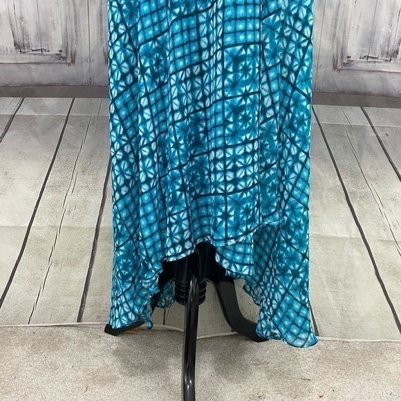 Tommy Hilfiger Blue Chiffon V Neck Maxi Dress High Low Sleeveless Faux Wrap NWT - Picture 9 of 13